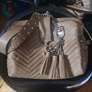 GUESS Brown Chevron Crossbody Bag